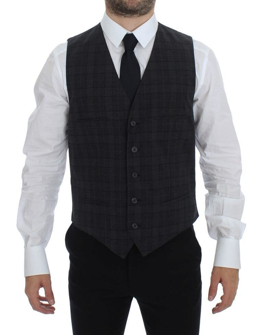 Checkered Formal Dress Vest Gilet