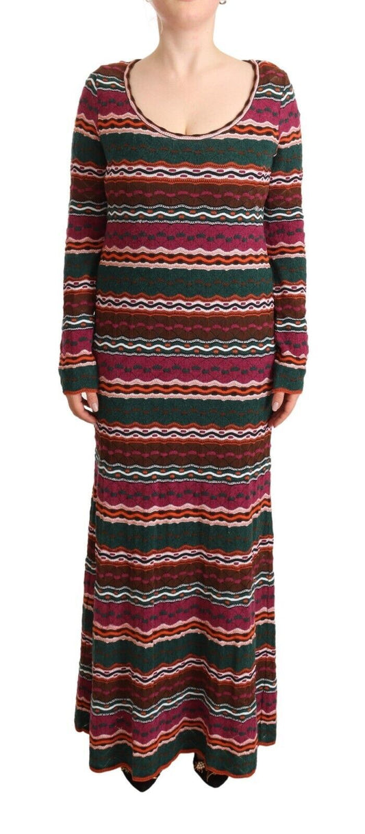 Stripe Wool Knitted Maxi Sheath Dress