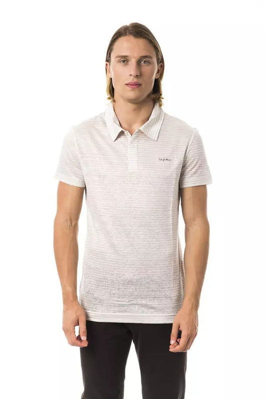 Elegant Linen Polo with Chest Embroidery