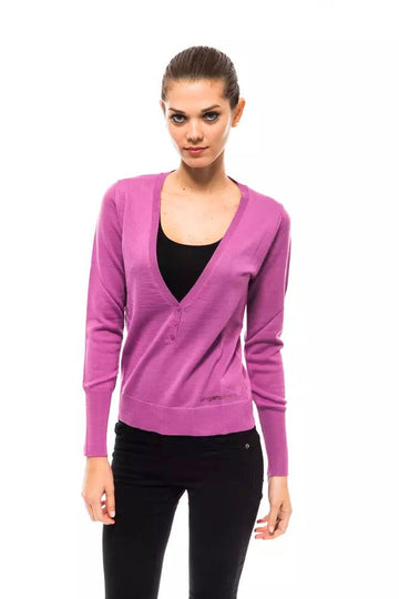 Chic V-Neck Sweater with Dazzling Applications