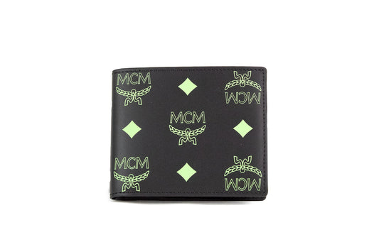 Small Summer Smooth Visetos Monogram Logo Leather Bifold Wallet